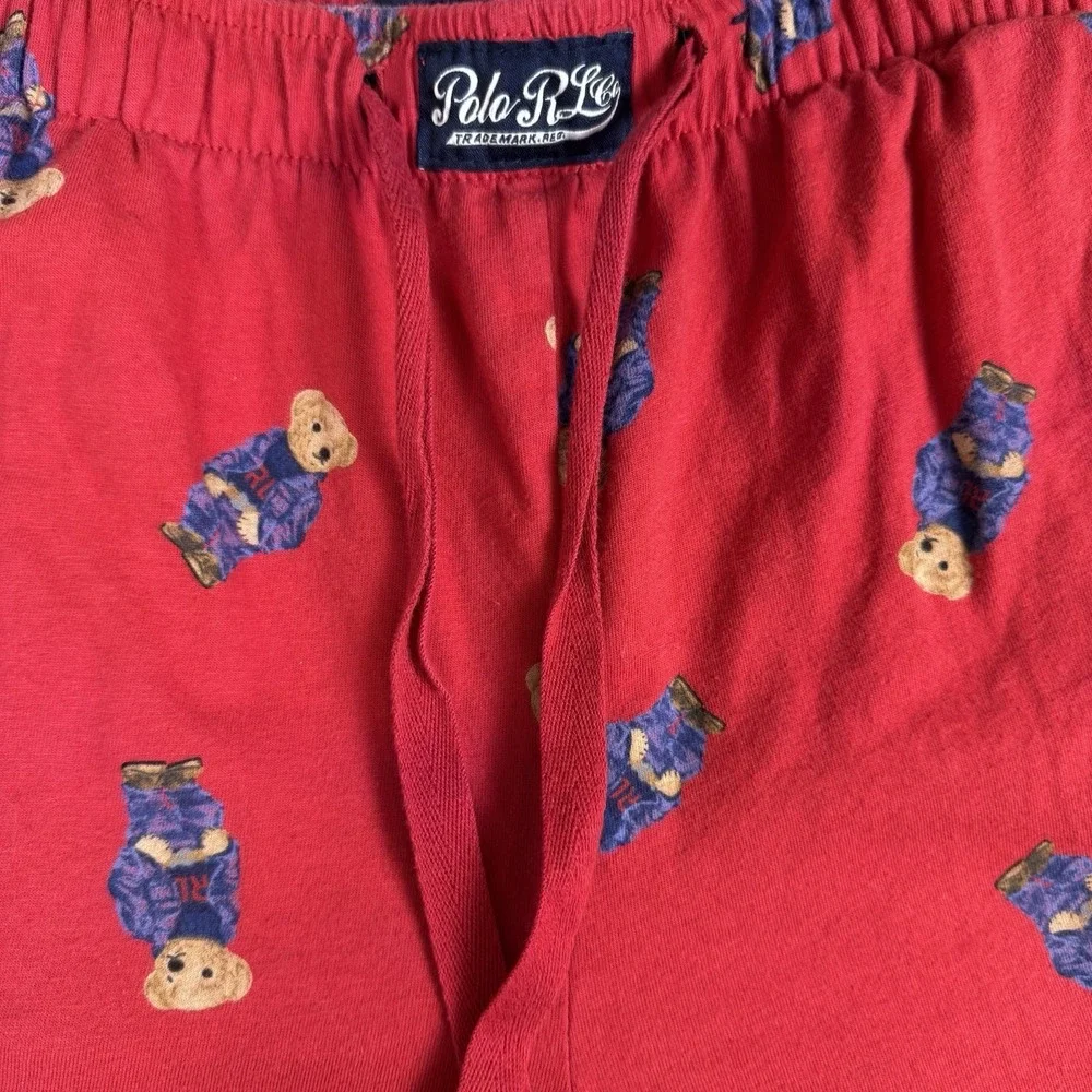 Polo Ralph Lauren Sleepwear Pants Men's Bear Pajamas Sz M RED